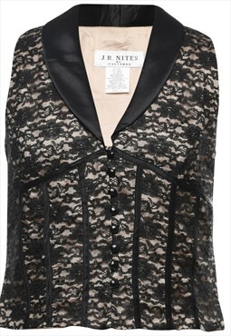 Vintage Black 1990s Lace Waistcoat - L