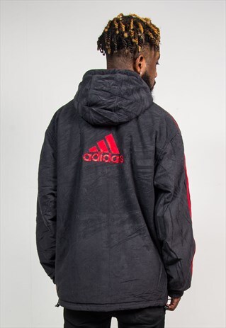 ADIDAS REVERSIBLE 90'S VINTAGE CORD HOODED JACKET COAT
