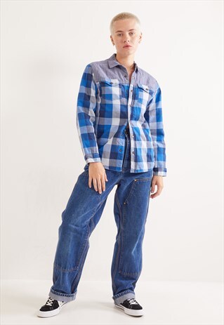 VINTAGE TOMMY HILFIGER LONG SLEEVE CHECKED SHIRT BLUE