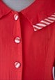 BRIGHT RED STRIPE DETAILS SHORT SLEEVE DRESS
