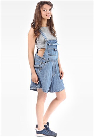SHORTALLS DENIM OVERALL SHORTS