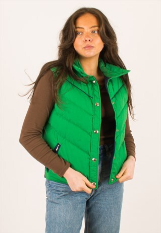 VINTAGE GREEN WOOLRICH PUFFER GILET JACKET LARGE 8 10