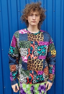 Leopard sweatshirt detachable handmade animal t-shirt blue