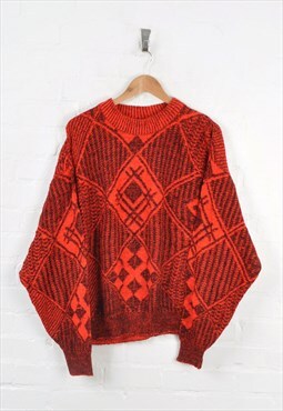 Vintage 80s Patterned Knitwear Jumper Ladies XL