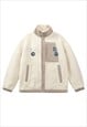 FLEECE AVIATOR JACKET FLUFFY WINTER BOMBER SKATER COAT CREAM