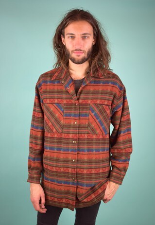 VINTAGE 90'S CHECKED FLEECE SHIRT