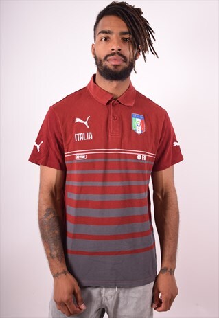 PUMA MENS VINTAGE POLO SHIRT LARGE MAROON 90S