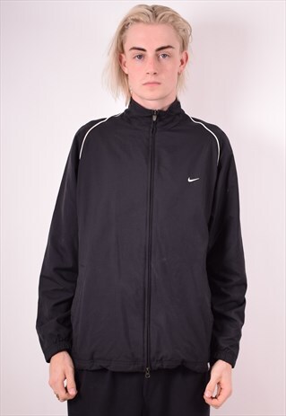 NIKE MENS VINTAGE TRACKSUIT TOP JACKET LARGE BLACK 90S