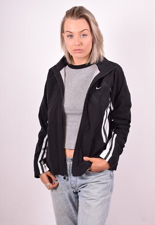 NIKE WOMENS VINTAGE TRACKSUIT TOP JACKET MEDIUM BLACK 90'S