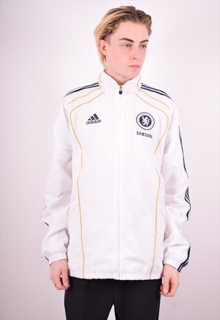ADIDAS MENS VINTAGE TRACKSUIT TOP JACKET XL WHITE 90'S