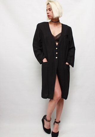 VINTAGE 80' BEAUTIFUL ELEGANT SEXY BLACK DRESS LIKE A JACKET