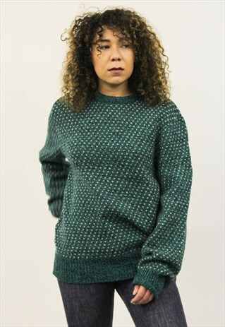 VINTAGE 1980S GREEN PATTERNED JUMPER