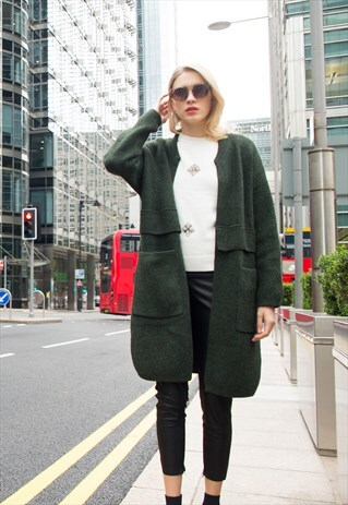 WOOL BLEND KNITTED OVERSIZED COAT