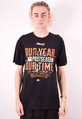 MAJESTIC MENS VINTAGE GIANTS T-SHIRT TOP LARGE BLACK 90S