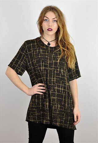 VINTAGE BLACK & GOLD METALLIC TOP