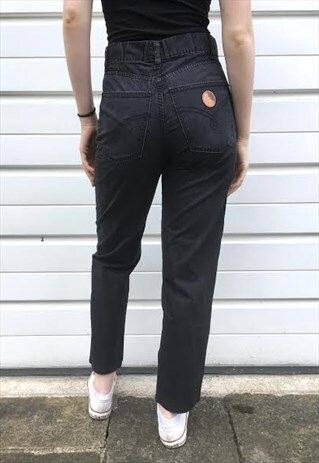WOMENS MOSCHINO BLACK MOM STYLE HIGH WAIST TROUSERS