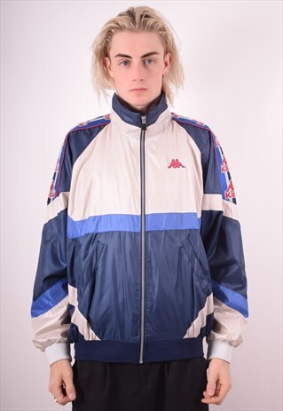 KAPPA MENS VINTAGE JACKET LARGE BLUE 90S