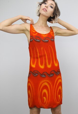 VINTAGE 90S PATTERNED SUMMER SLIP DRESS