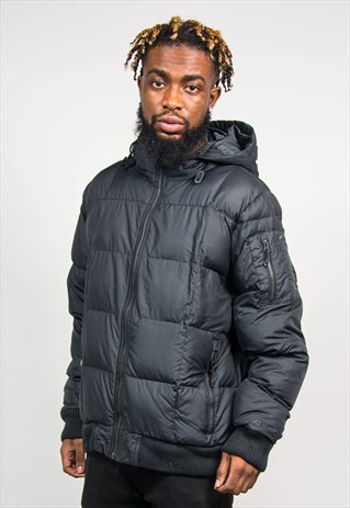 VINTAGE NIKE 90'S BLACK HOODED PUFFER JACKET COAT