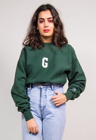 90'S VINTAGE CHAMPION GREEN REVERSE WEAVE SWEATSHIRT JUMPER
