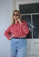 VINTAGE 90'S BAGGY FLANNEL CHECKERED SHIRT IN BRIGHT RED