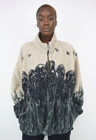 VINTAGE 90'S OUTBACK CREAM, GREEN & BLUE FLEECE