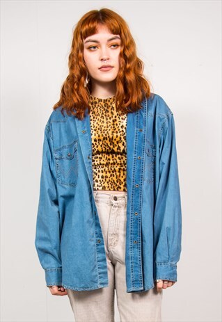 WRANGLER VINTAGE 90'S BLUE DENIM OVERSIZED SHIRT
