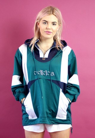 RARE 90'S ADIDAS HOODED PULLOVER JACKET