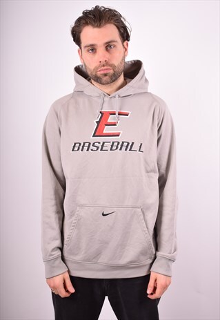 NIKE MENS VINTAGE HOODIE JUMPER LARGE GREY 90S