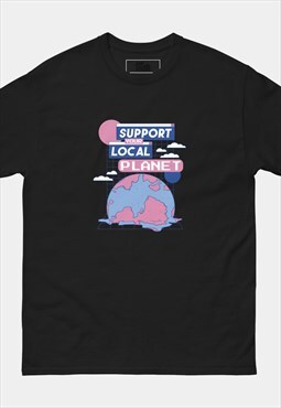 Support your local planet graphic t-shirt black
