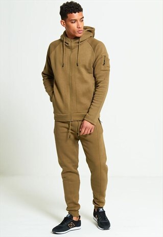 Mens Khaki Zip Through Hooded Tracksuit | justyouroutfit | ASOS Marketplace