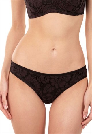 FLORAL BLACK LACE PANTIES PLUS SIZE LINGERIE