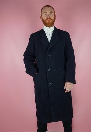 VINTAGE 1980S DARK BLUE OVERCOAT
