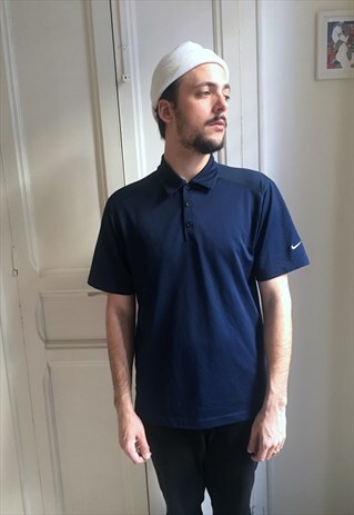 VINTAGE NIKE BLUE MARINE DRI-FIT POLO SHIRT