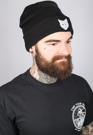 CAT BLACK BEANIE