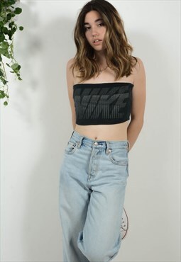 Reworked Nike 90s Bandeau Festival Top Black Size S/M
