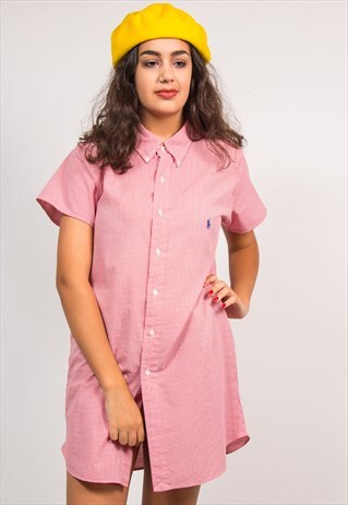90'S VINTAGE RED GINGHAM RALPH LAUREN REWORK DRESS