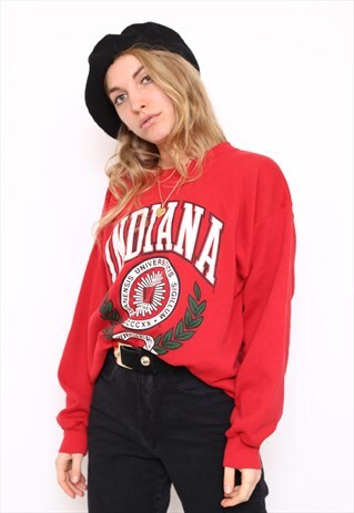 VINTAGE 90S RED USA COLLEGE SWEATER JUMPER