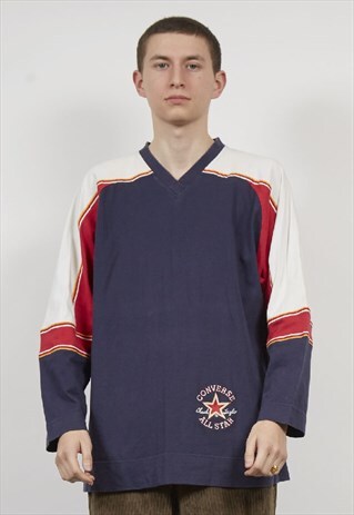 VINTAGE 90'S CONVERSE OVERSIZED V-NECK LONG SLEEVE T-SHIRT