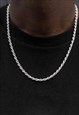 54 Floral 5mm 24" Rope Twist Snake Necklace Chain - Silver