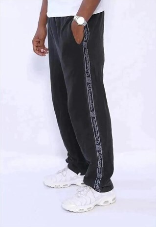 VINTAGE CHAMPION BIG TAPE LOGO TRACK BOTTOMS BLACK