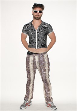 Vintage 90s sexy snake print trousers in brown / purple