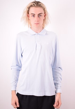 KAPPA MENS VINTAGE POLO SHIRT LONG SLEEVE SMALL BLUE 90S