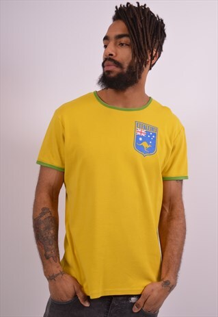 MENS VINTAGE AUSTRALIA T-SHIRT TOP XXL YELLOW 90S