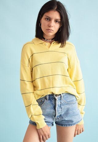 90'S RETRO KNITTED STRIPED OVERSIZED JUMPER TOP