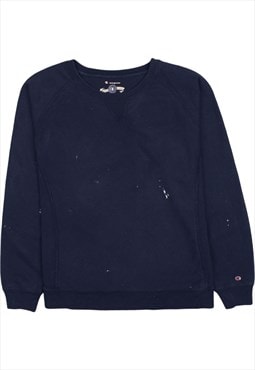 Vintage 90's Champion Sweatshirt Plain Crew Neck Navy Blue