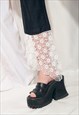 REWORKED VINTAGE SILK TROUSERS Y2K CROCHET LACE FLARES