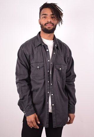 LEVI'S MENS VINTAGE DENIM SHIRT XXL BLACK 90S
