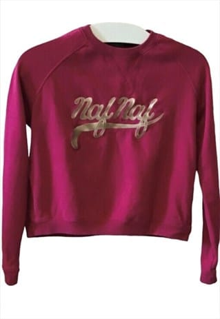 CROP PINK EMBROIDERED SPELLOUT NAF NAF SWEATSHIRT 