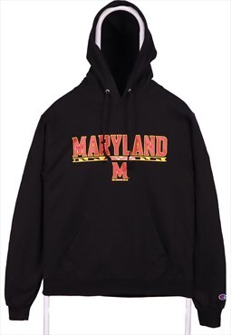 Vintage 90's Champion Hoodie Maryland Pullover Black Small